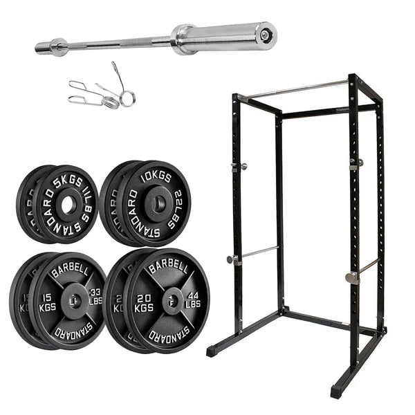 G100 Professional Power Rack Squat Cage with Integrated Pull-Up Bar - Heavy Duty Steel Construction for Home and Commercial Gyms - Adjustable Safety Bars and Multi-Grip Positions for Comprehensive