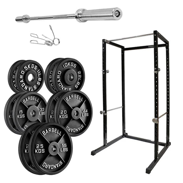 G100 Professional Power Rack Squat Cage with Integrated Pull-Up Bar - Heavy Duty Steel Construction for Home and Commercial Gyms - Adjustable Safety Bars and Multi-Grip Positions for Comprehensive
