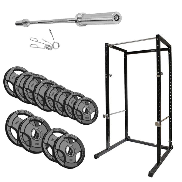 G100 Professional Power Rack Squat Cage with Integrated Pull-Up Bar - Heavy Duty Steel Construction for Home and Commercial Gyms - Adjustable Safety Bars and Multi-Grip Positions for Comprehensive
