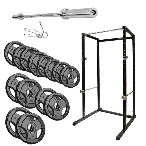 G100 Professional Power Rack Squat Cage with Integrated Pull-Up Bar - Heavy Duty Steel Construction for Home and Commercial Gyms - Adjustable Safety Bars and Multi-Grip Positions for Comprehensive