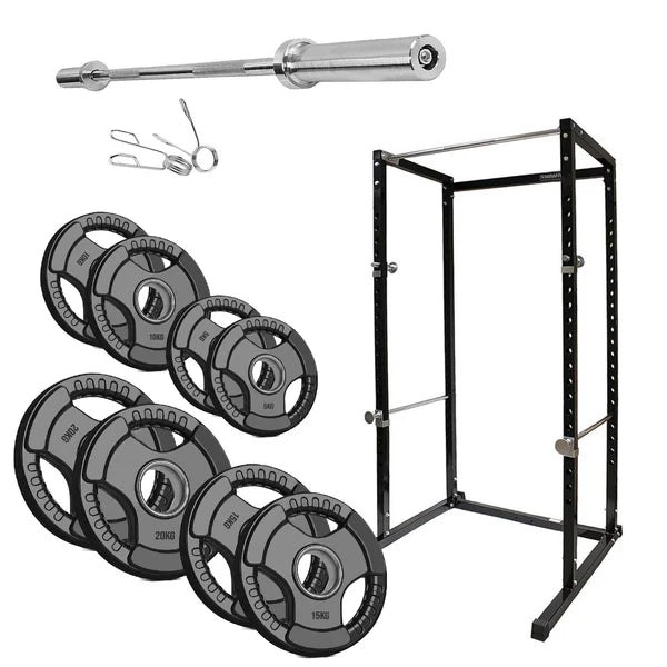 G100 Professional Power Rack Squat Cage with Integrated Pull-Up Bar - Heavy Duty Steel Construction for Home and Commercial Gyms - Adjustable Safety Bars and Multi-Grip Positions for Comprehensive