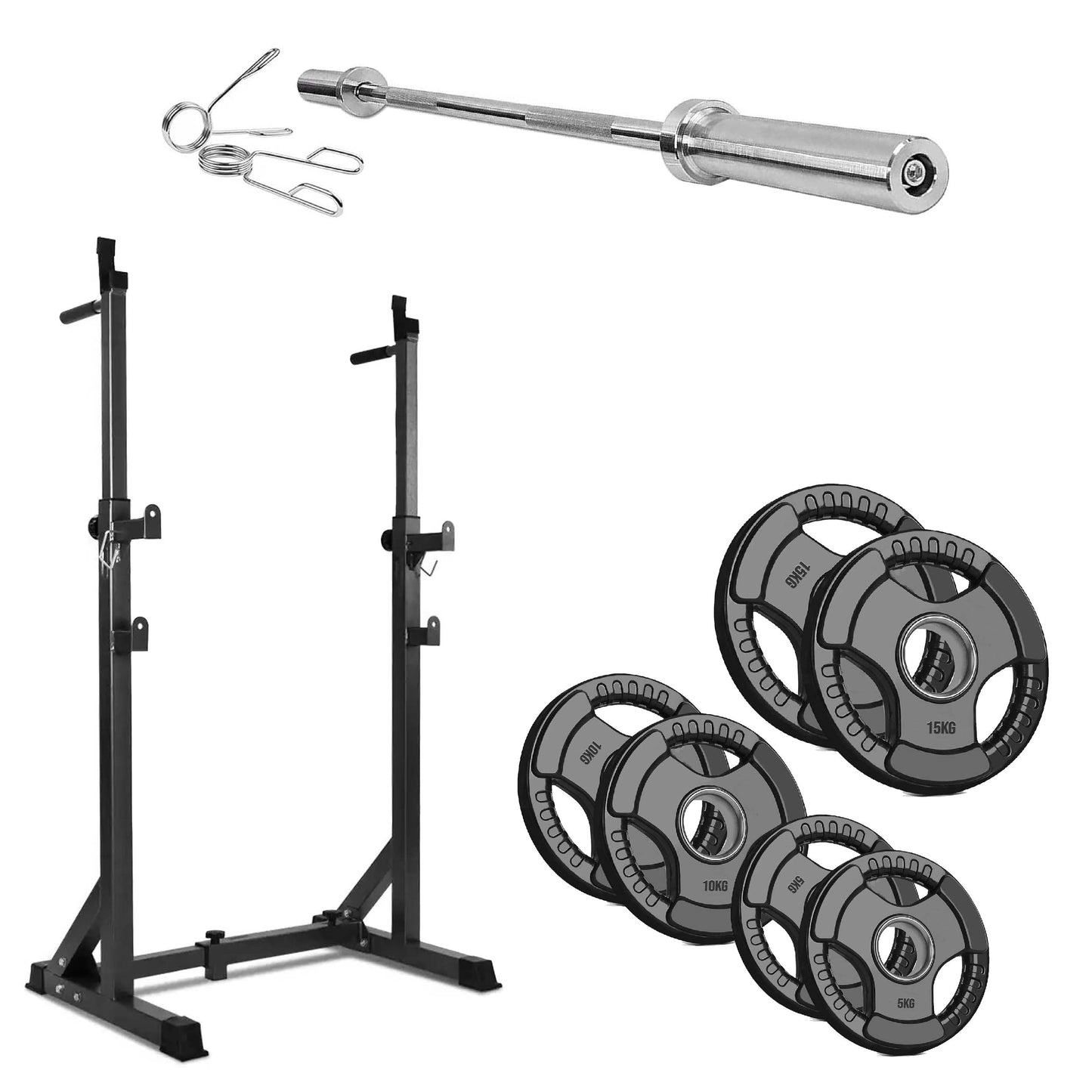 Heavy-Duty Half Squat Rack with Dip Station & Safety Spotters - Adjustable Height 121-158cm - Width 60-87cm - 200KG Max Load - Home Gym Strength Training Stand - Professional Quality