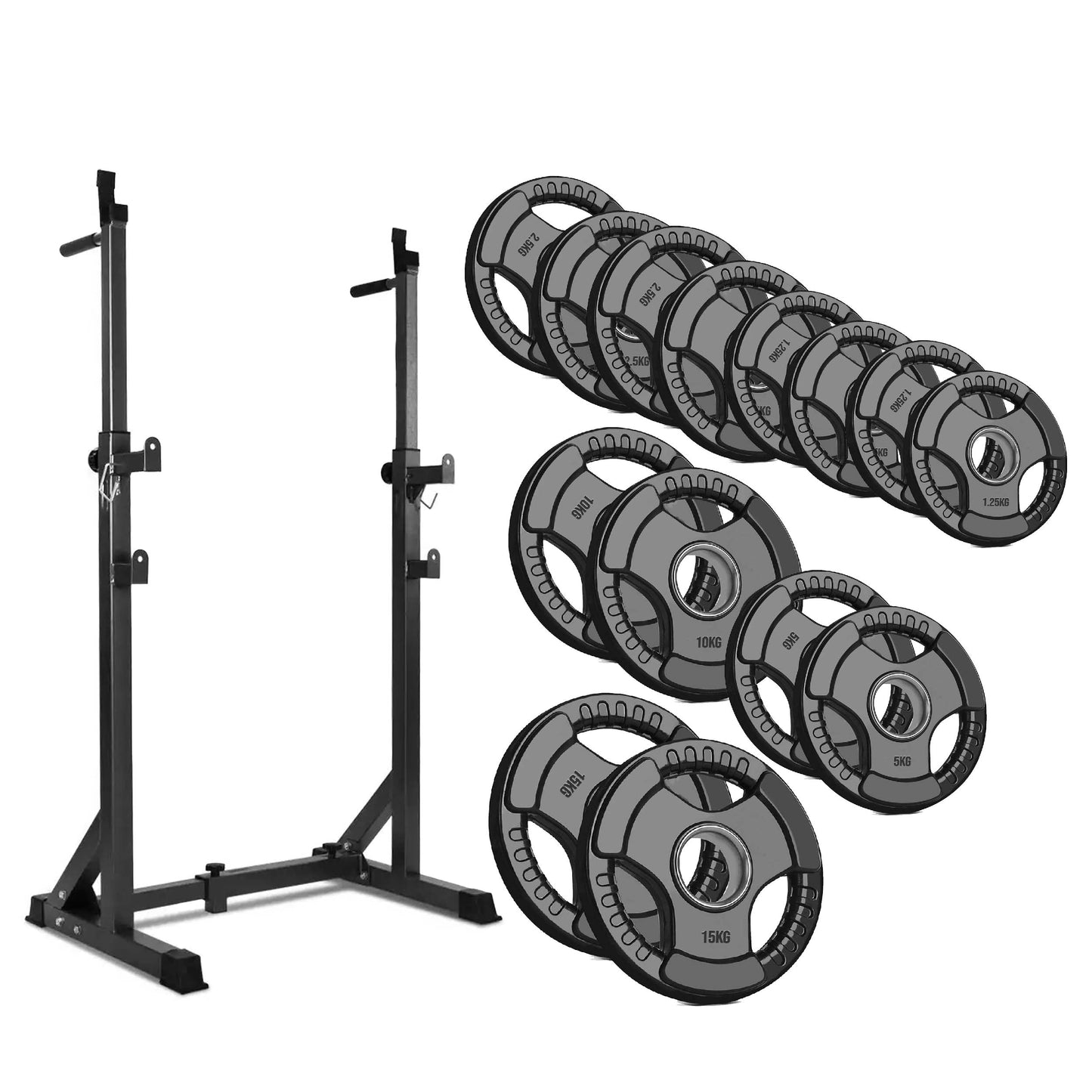 Heavy-Duty Half Squat Rack with Dip Station & Safety Spotters - Adjustable Height 121-158cm - Width 60-87cm - 200KG Max Load - Home Gym Strength Training Stand - Professional Quality