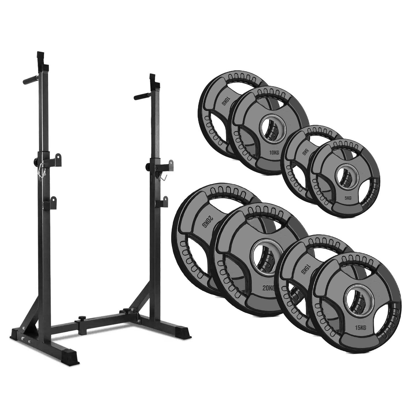 Heavy-Duty Half Squat Rack with Dip Station & Safety Spotters - Adjustable Height 121-158cm - Width 60-87cm - 200KG Max Load - Home Gym Strength Training Stand - Professional Quality