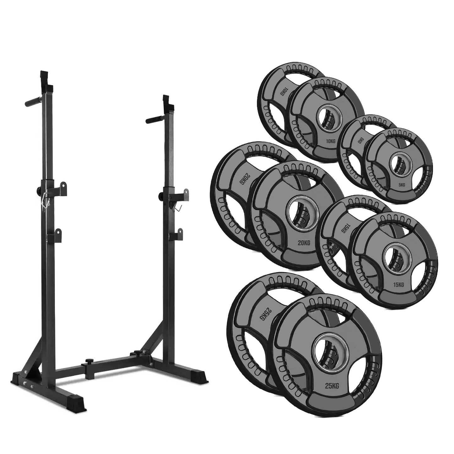 Heavy-Duty Half Squat Rack with Dip Station & Safety Spotters - Adjustable Height 121-158cm - Width 60-87cm - 200KG Max Load - Home Gym Strength Training Stand - Professional Quality