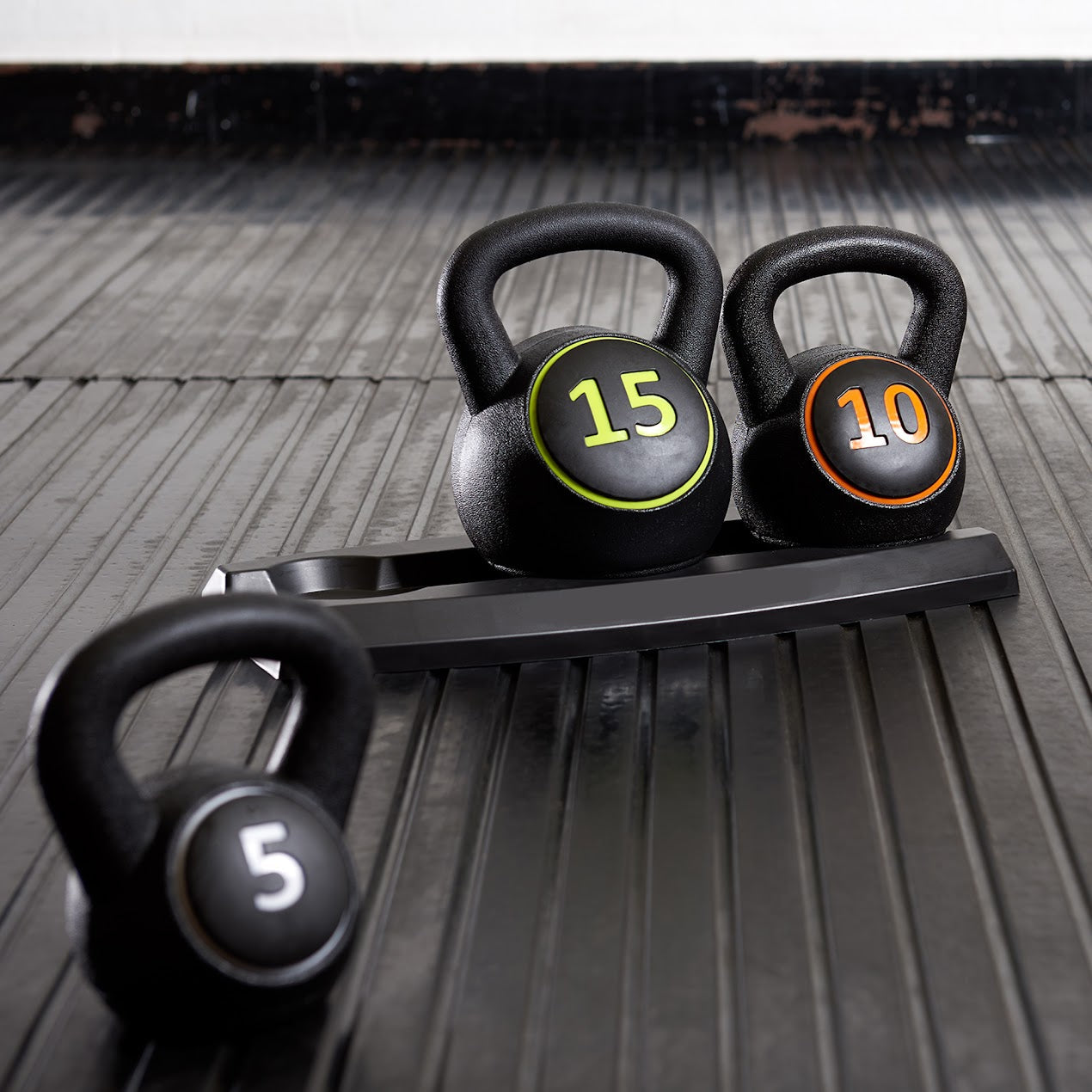 3-Piece Kettlebell Weight Set with Storage Stand – 5lb, 10lb & 15lb Durable Kettle Bells for Strength, Cardio & Home Gym Training