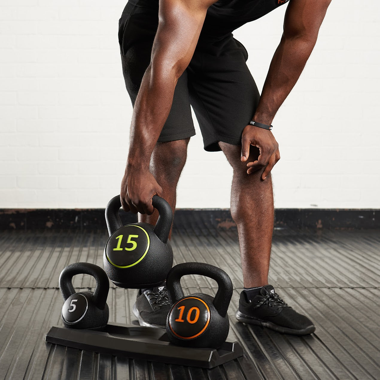 3-Piece Kettlebell Weight Set with Storage Stand – 5lb, 10lb & 15lb Durable Kettle Bells for Strength, Cardio & Home Gym Training