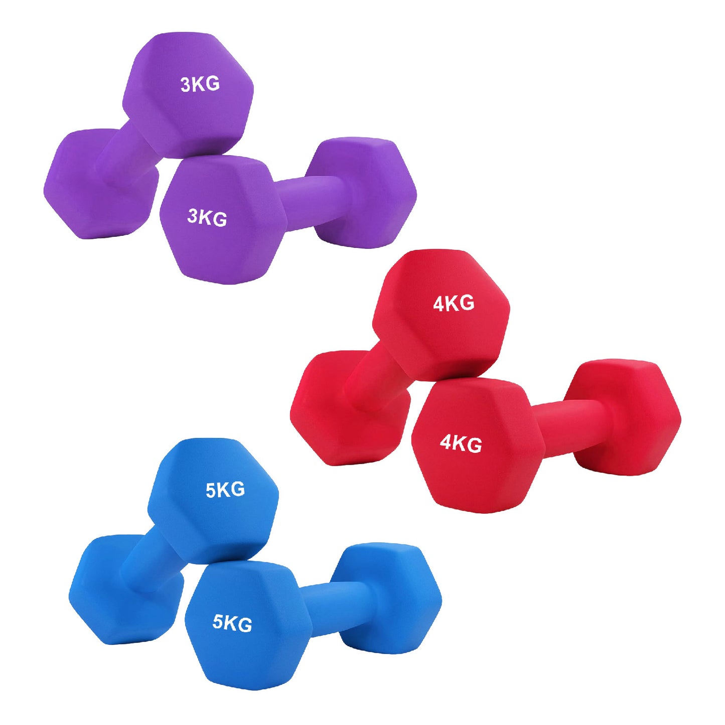 Anti-Roll Non-Slip Neoprene Dumbbell Weights - Ergonomic Hex Design for Secure Training - Available in Singles, Pairs & Sets - Premium Quality Weights for Home Workouts and Full-Body Fitness Routines