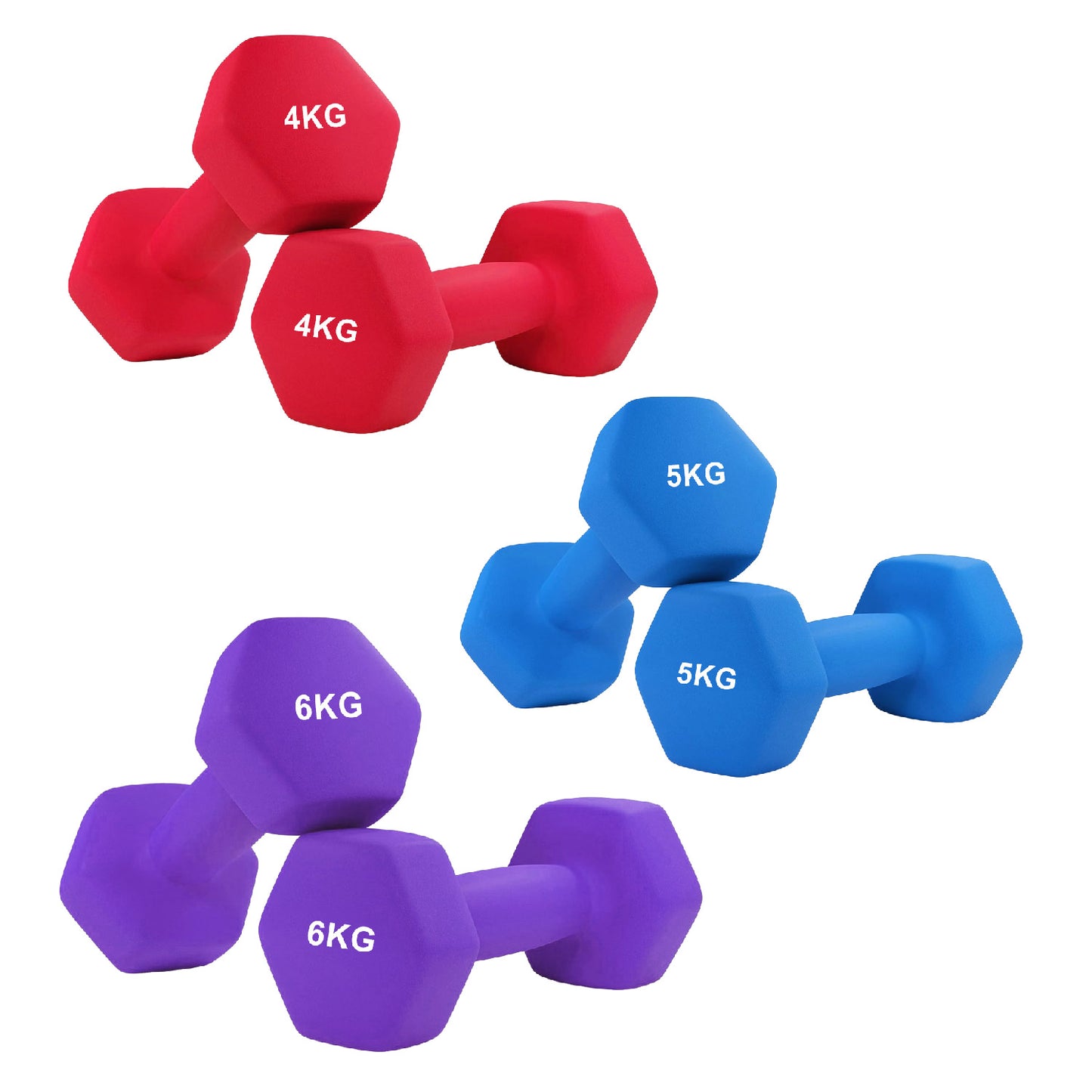 Anti-Roll Non-Slip Neoprene Dumbbell Weights - Ergonomic Hex Design for Secure Training - Available in Singles, Pairs & Sets - Premium Quality Weights for Home Workouts and Full-Body Fitness Routines