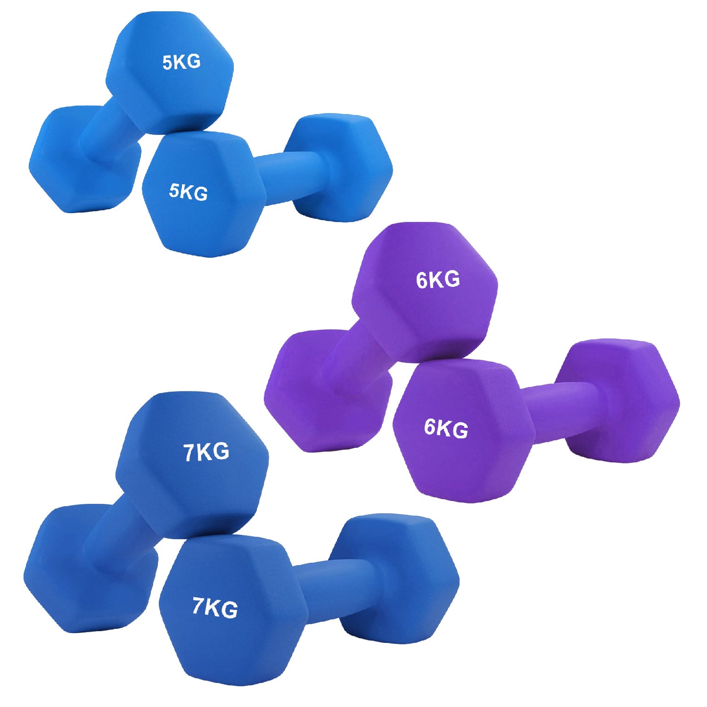 Anti-Roll Non-Slip Neoprene Dumbbell Weights - Ergonomic Hex Design for Secure Training - Available in Singles, Pairs & Sets - Premium Quality Weights for Home Workouts and Full-Body Fitness Routines