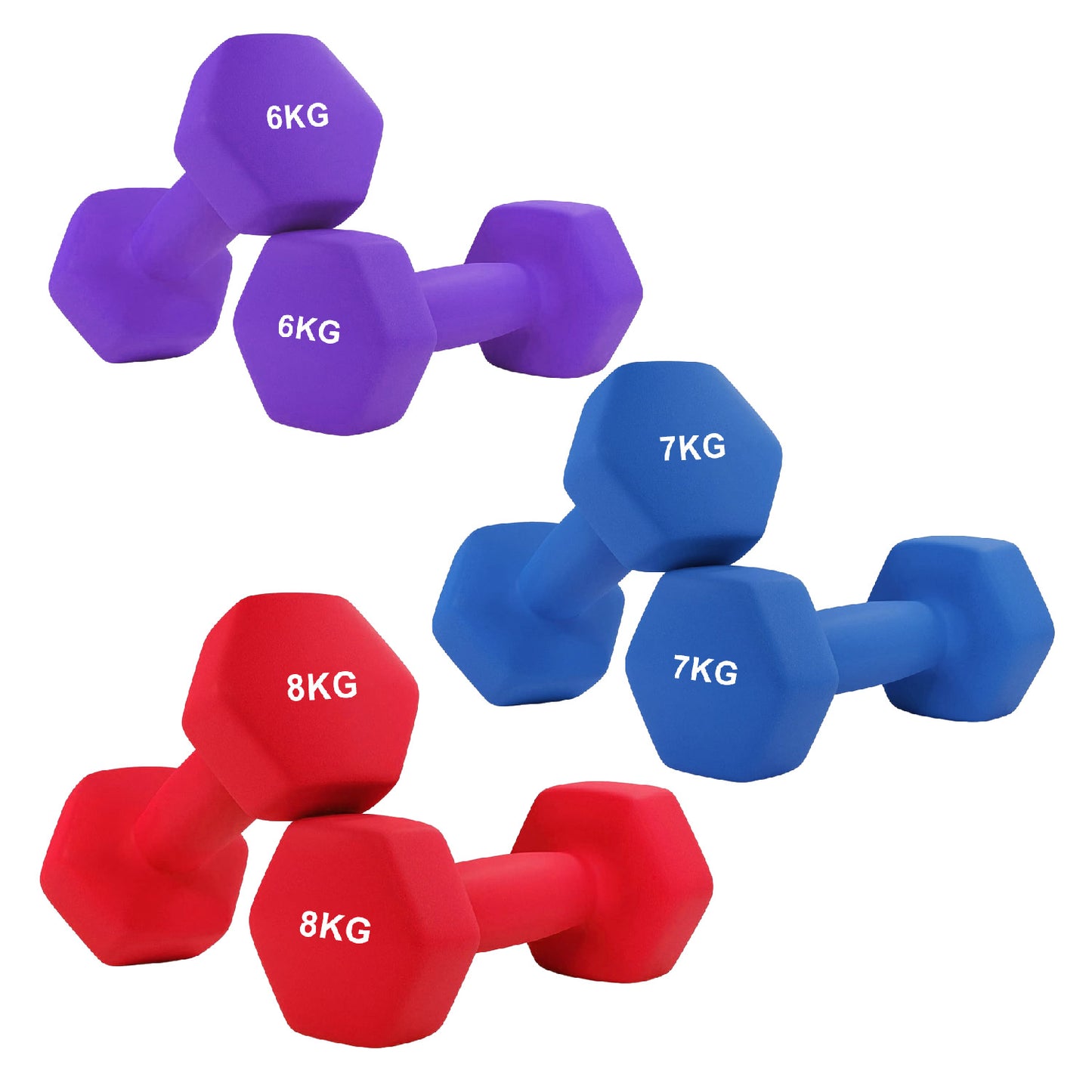 Anti-Roll Non-Slip Neoprene Dumbbell Weights - Ergonomic Hex Design for Secure Training - Available in Singles, Pairs & Sets - Premium Quality Weights for Home Workouts and Full-Body Fitness Routines