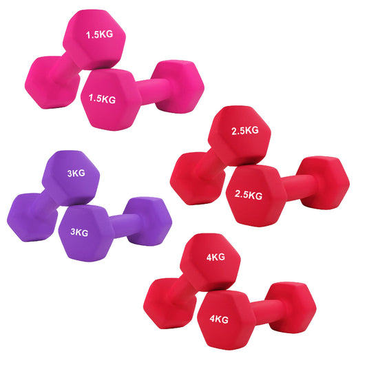 Anti-Roll Non-Slip Neoprene Dumbbell Weights - Ergonomic Hex Design for Secure Training - Available in Singles, Pairs & Sets - Premium Quality Weights for Home Workouts and Full-Body Fitness Routines