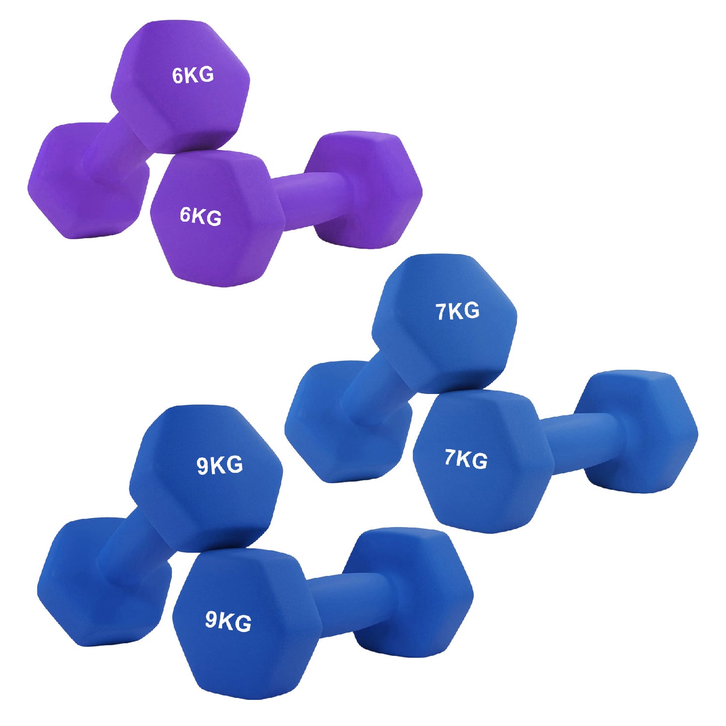 Anti-Roll Non-Slip Neoprene Dumbbell Weights - Ergonomic Hex Design for Secure Training - Available in Singles, Pairs & Sets - Premium Quality Weights for Home Workouts and Full-Body Fitness Routines