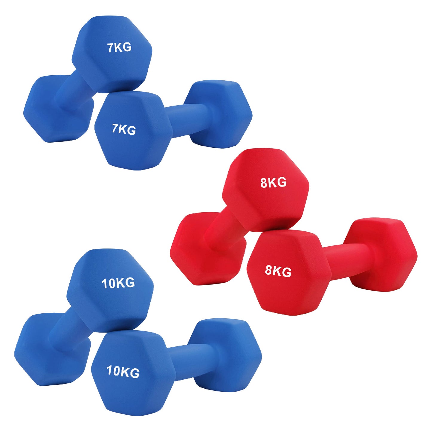 Anti-Roll Non-Slip Neoprene Dumbbell Weights - Ergonomic Hex Design for Secure Training - Available in Singles, Pairs & Sets - Premium Quality Weights for Home Workouts and Full-Body Fitness Routines