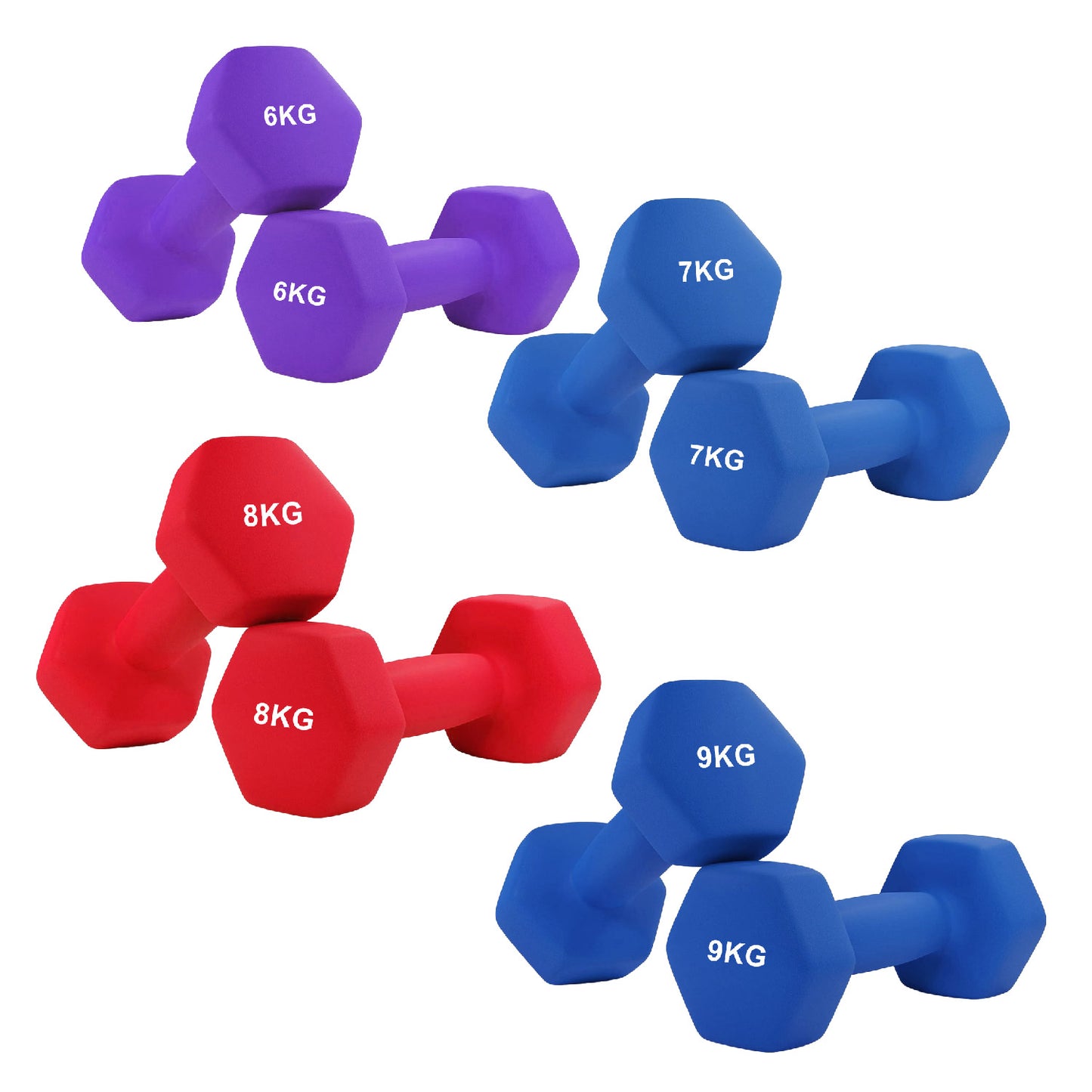 Anti-Roll Non-Slip Neoprene Dumbbell Weights - Ergonomic Hex Design for Secure Training - Available in Singles, Pairs & Sets - Premium Quality Weights for Home Workouts and Full-Body Fitness Routines