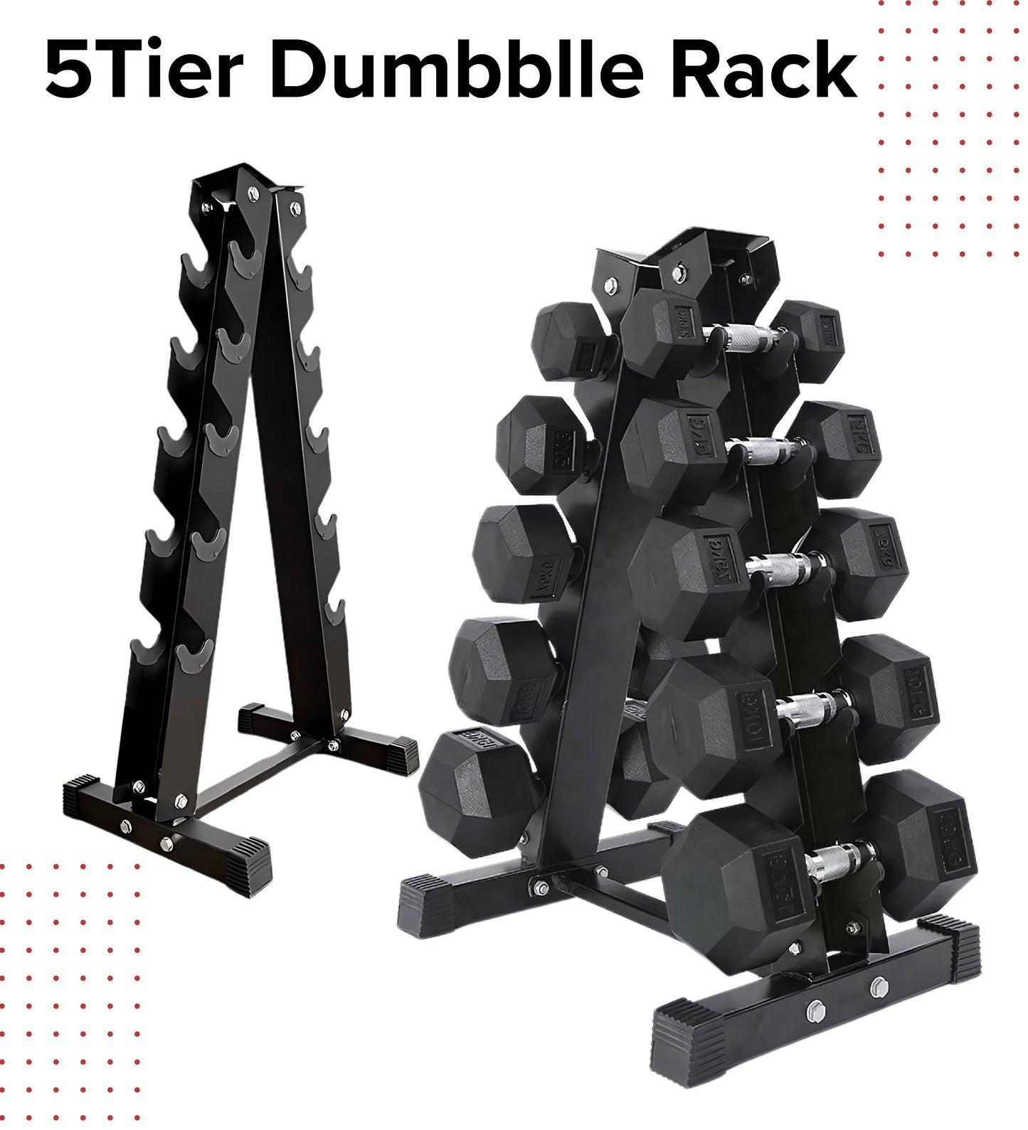Heavy-Duty Dumbbell Storage Rack - 3, 4, 5 & 6-Tier Options - Premium Steel Construction - Weight Organization System for Home Gym & Commercial Use - Compact Space-Saving Design
