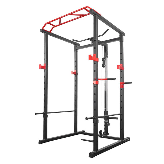Premium Power Multi Cage with Cable Pulley System - Heavy-Duty Steel Strength Training Rack - Complete Home Gym Station with Pull-Up Bar & Adjustable Barbell Holders - Professional Weight Lifting