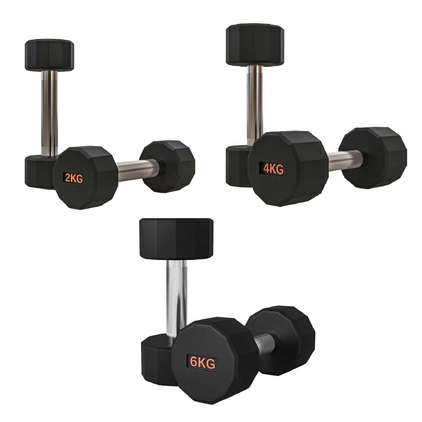 Premium Round Hex Dumbbells with Anti-Roll Design - Rubber-Coated Heads with Knurled Grip - Professional Free Weights Available as Singles, Pairs or Complete Sets - Optional Storage Rack - Strength
