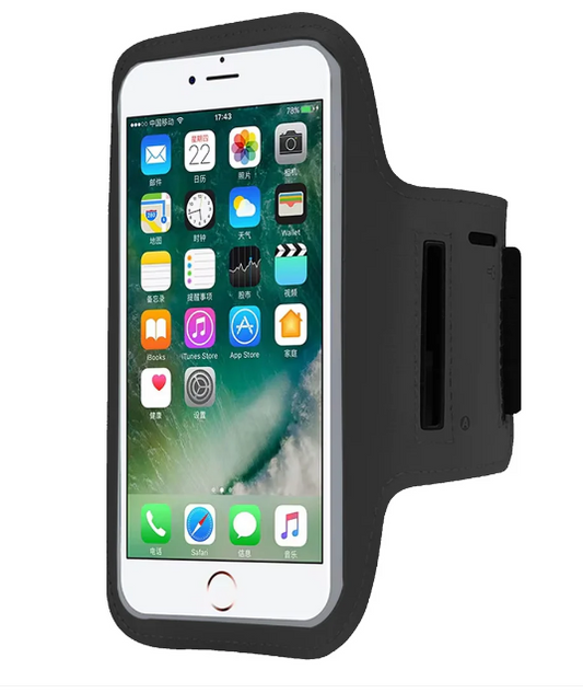 Phone with a black armband on a white background