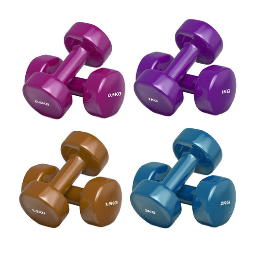 Premium Neoprene Vinyl Dumbbell Set - Multi-Coloured Hand Weights with Non-Slip Hexagonal Design - Complete 6kg to 38kg Range for Home Gym, Yoga, Pilates & Strength Training - Professional Quality