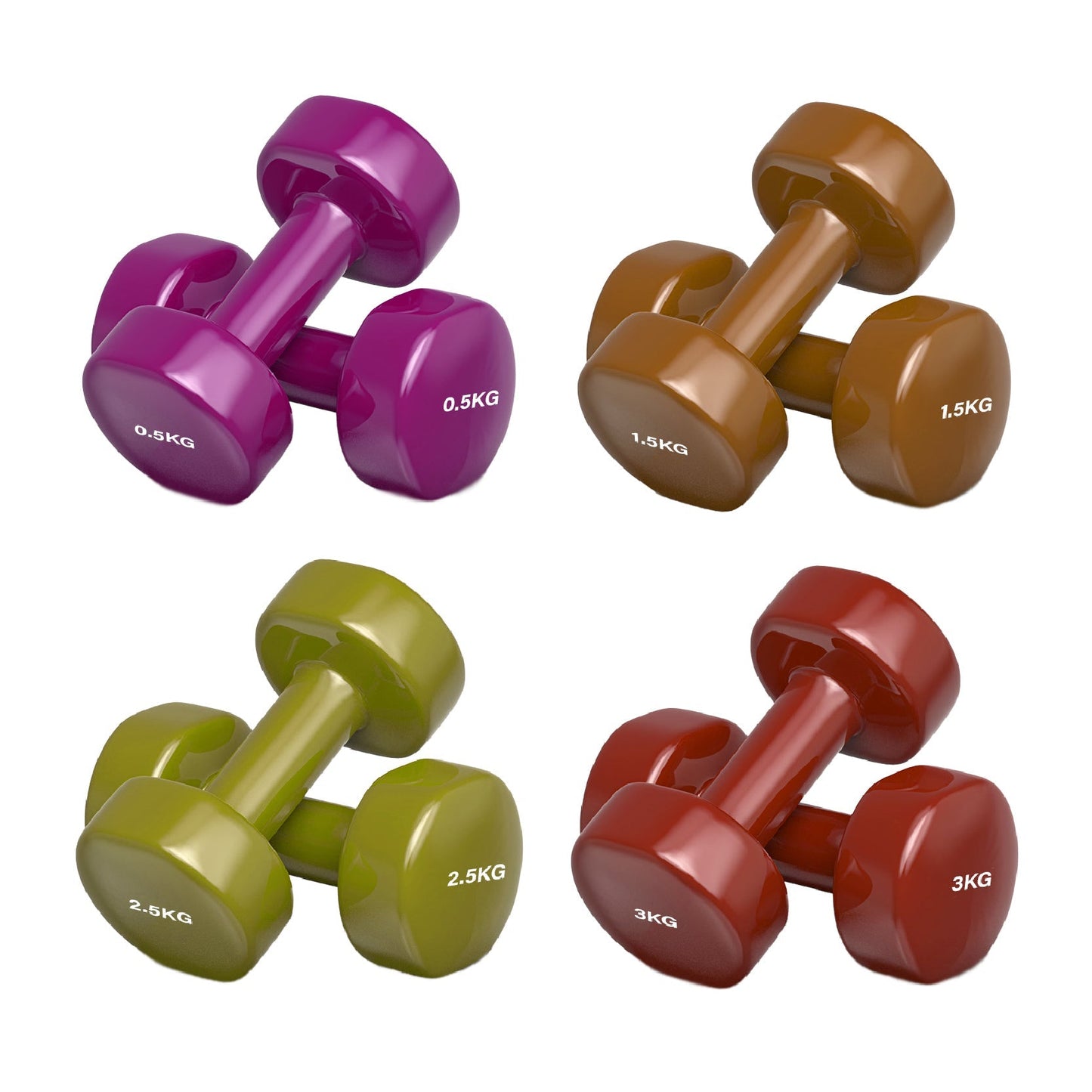 Premium Neoprene Vinyl Dumbbell Set - Multi-Coloured Hand Weights with Non-Slip Hexagonal Design - Complete 6kg to 38kg Range for Home Gym, Yoga, Pilates & Strength Training - Professional Quality