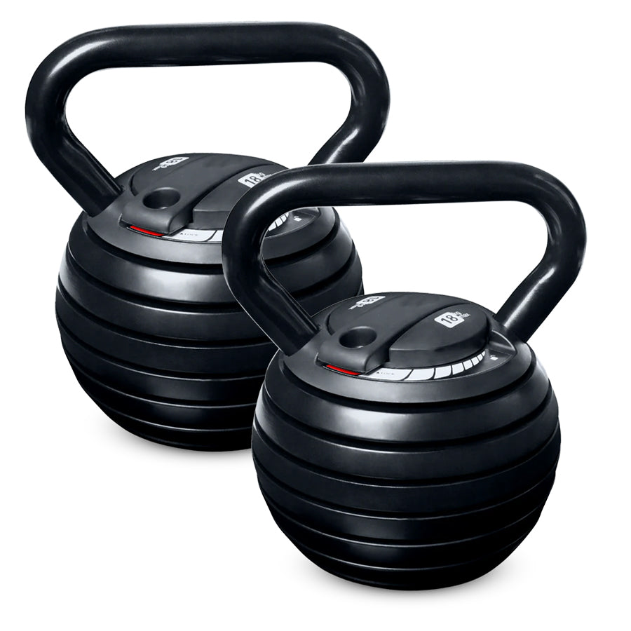 7-in-1 Adjustable Kettlebell Weight Set to 18kg - Quick Change Locking System - Cast Iron Construction - Space-Saving Home Gym Equipment - Progressive Resistance Training Tool for All Fitness Levels