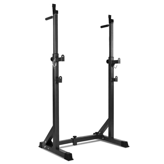 Heavy-Duty Half Squat Rack with Dip Station & Safety Spotters - Adjustable Height 121-158cm - Width 60-87cm - 200KG Max Load - Home Gym Strength Training Stand - Professional Quality