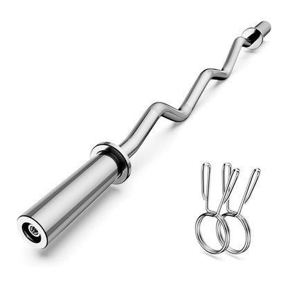 Metallic curl bar with two rings on a white background