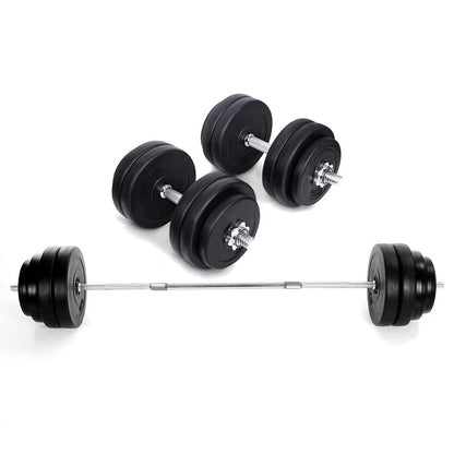 65kg Chrome Adjustable Dumbbell & Barbell Set – 2-in-1 Free Weights with 170cm Bar, Plastic-Coated Plates & Spinning Collars | Home Gym Strength Training Equipment for Men & Women