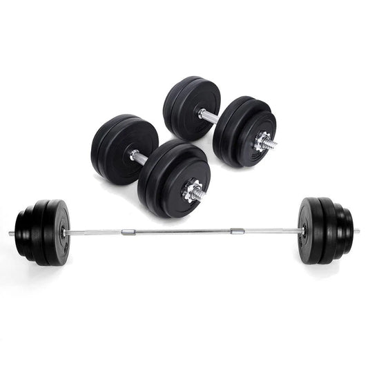 65kg Chrome Adjustable Dumbbell & Barbell Set – 2-in-1 Free Weights with 170cm Bar, Plastic-Coated Plates & Spinning Collars | Home Gym Strength Training Equipment for Men & Women