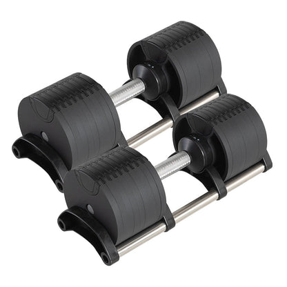 Professional Round Adjustable Dumbbells - Quick Dial System 24kg-45kg - Anti-Slip Handle Design - Space-Saving Fitness Equipment for Home Gym - ROBURFLEX Training Weights Single or Pair