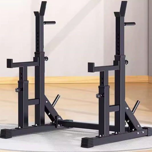 Heavy-Duty Adjustable Squat and Bench Press Rack  - Professional Strength Training Station with 400kg Capacity - Multi-Function Home Gym Equipment for Squats, Bench Press and Dips - Adjustable Height