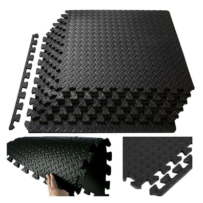 Interlocking EVA Foam Puzzle Exercise Mats - Premium 10mm Thick Anti-Slip Rubber Top Workout Tiles - Customizable Protective Gym Flooring for Home Fitness - Noise Reducing Shock Absorbing Training