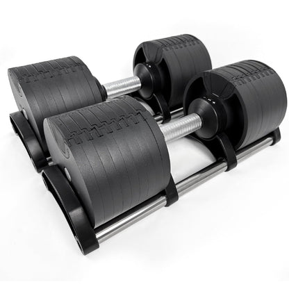 Professional Round Adjustable Dumbbells - Quick Dial System 24kg-45kg - Anti-Slip Handle Design - Space-Saving Fitness Equipment for Home Gym - ROBURFLEX Training Weights Single or Pair