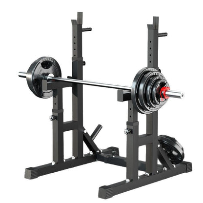 Heavy-Duty Adjustable Squat and Bench Press Rack  - Professional Strength Training Station with 400kg Capacity - Multi-Function Home Gym Equipment for Squats, Bench Press and Dips - Adjustable Height