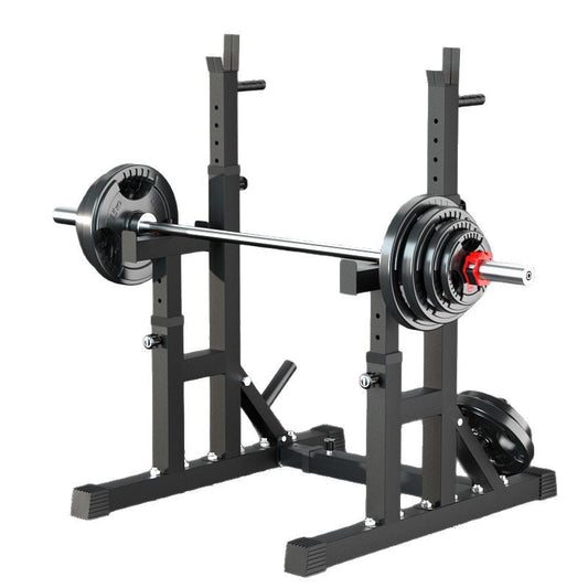Heavy-Duty Adjustable Squat and Bench Press Rack  - Professional Strength Training Station with 400kg Capacity - Multi-Function Home Gym Equipment for Squats, Bench Press and Dips - Adjustable Height