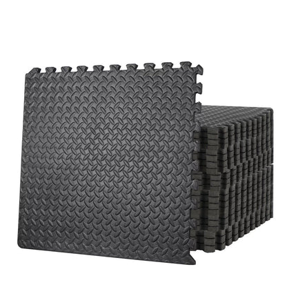 Interlocking EVA Foam Puzzle Exercise Mats - Premium 10mm Thick Anti-Slip Rubber Top Workout Tiles - Customizable Protective Gym Flooring for Home Fitness - Noise Reducing Shock Absorbing Training