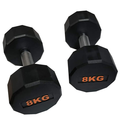 Round Rubber Dumbbells Set – Smart Dumbbell Pair with Knurled Steel Handles, Circular Anti-Slip Design for Home Gym Strength Training, Weightlifting & Full-Body Workouts (2-12Kg) - Optional Storage Rack