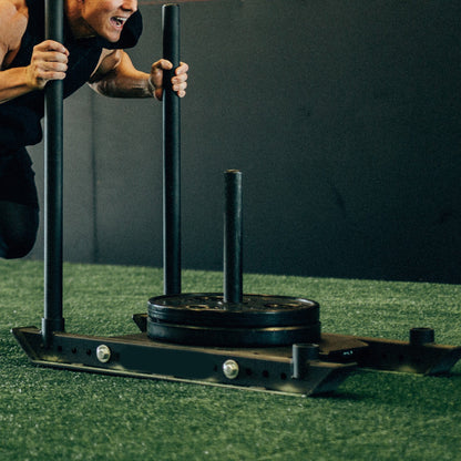 Heavy Duty Push & Pull Sled – Commercial Steel Power Sled for Strength, Speed & Agility Training, Optional Handles, Rope & Sled Mats | Compact Conditioning Equipment for Home Gym & Sports Training