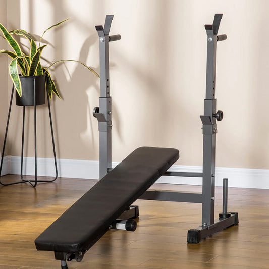 Adjustable Weight Bench with Dip Bars & Barbell Rack – Heavy-Duty Folding Home Gym Bench for Flat/Incline Press & Bodyweight Dips – 200kg Capacity