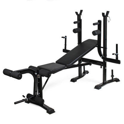 Multi-Purpose Adjustable Weight Bench with Barbell Rack, Leg Curl, Preacher Pad & Butterfly Arms – Full Body Training Station for Strength Workouts at Home