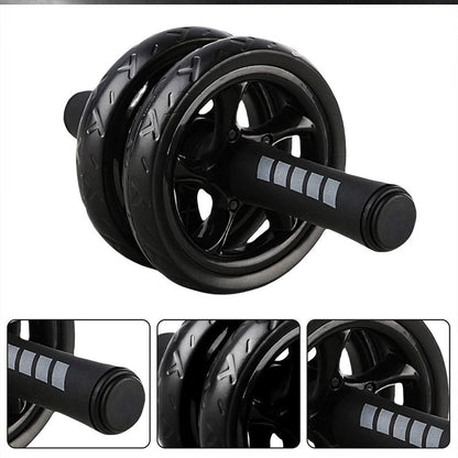 Professional Double-Wheel Ab Roller with Knee Pad - Advanced Core Trainer with Rebound Technology - Adjustable Resistance Bands for All Levels - Silent Non-Slip Wheels - Detachable Design for Home
