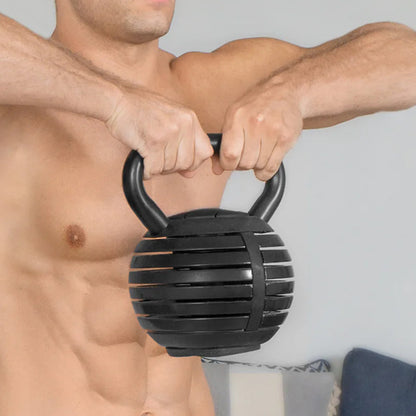 7-in-1 Adjustable Kettlebell Weight Set  to 18kg - Quick Change Locking System - Cast Iron Construction - Space-Saving Home Gym Equipment - Progressive Resistance Training Tool for All Fitness Levels