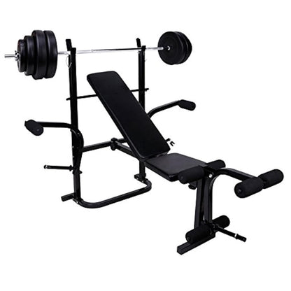 Multi-Purpose Adjustable Weight Bench with Barbell Rack, Leg Curl, Preacher Pad & Butterfly Arms – Full Body Training Station for Strength Workouts at Home