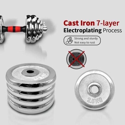 20kg Adjustable Dumbbell Barbell Set - Versatile 2-in-1 Cast Iron Weights with Anti-Slip Metal Handle - Convert from Dumbbells to Barbell - Complete Home Workout System with  &  Plates