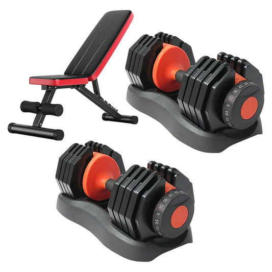 25kg Adjustable Dumbbell – 10-in-1 Quick Dial Weight Set with Safety Lock & Non-Slip Handle for Space-Saving Home Gym Strength Training
