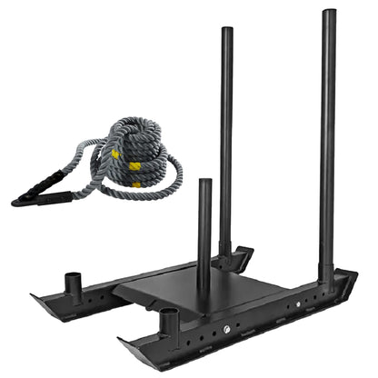 Heavy Duty Push & Pull Sled – Commercial Steel Power Sled for Strength, Speed & Agility Training, Optional Handles, Rope & Sled Mats | Compact Conditioning Equipment for Home Gym & Sports Training