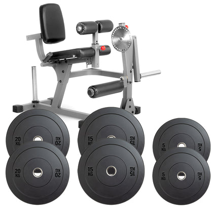 Gym machine with weight plates on a white background