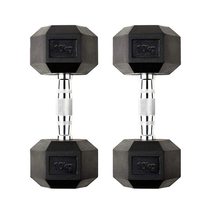 Premium Hex Dumbbells – Rubber Coated Cast Iron Dumbbell Weights with Anti-Roll Hex Design | Single or Pair Options | Strength Training Hand Weights for Men & Women | Home Gym & Commercial Use