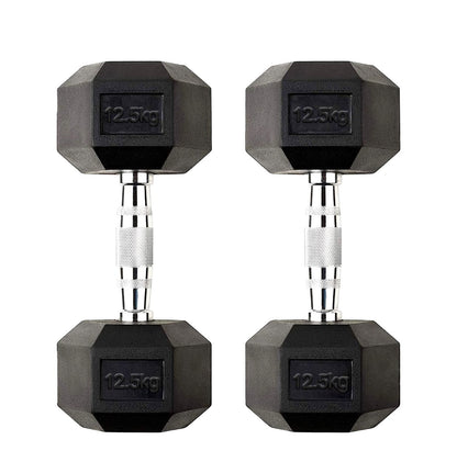 Premium Hex Dumbbells – Rubber Coated Cast Iron Dumbbell Weights with Anti-Roll Hex Design | Single or Pair Options | Strength Training Hand Weights for Men & Women | Home Gym & Commercial Use